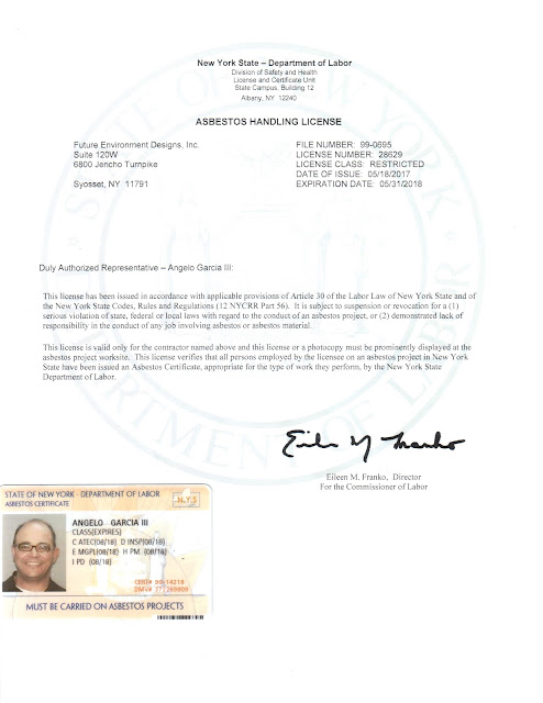 Asbestos License and Certificate (Hard Card)
