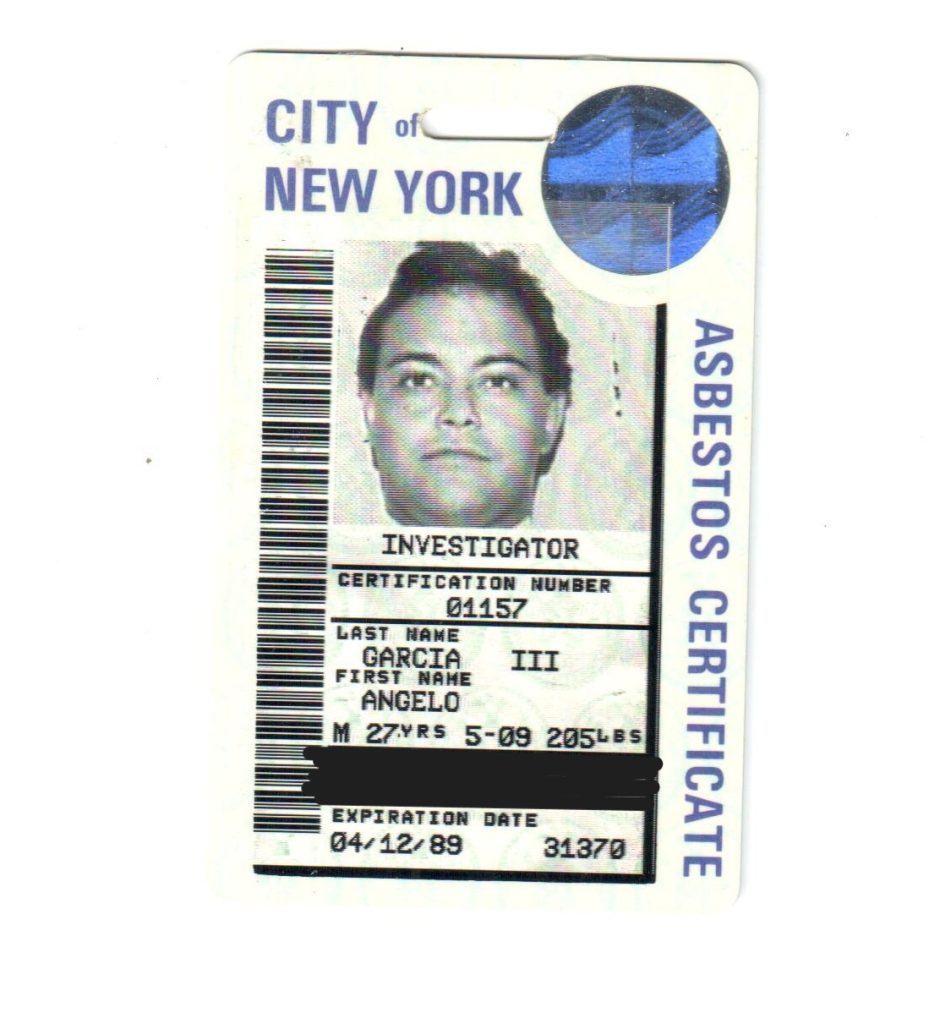 Ancient NYCDEP hard card (new ones look similar to NYSDOL hard cards).
